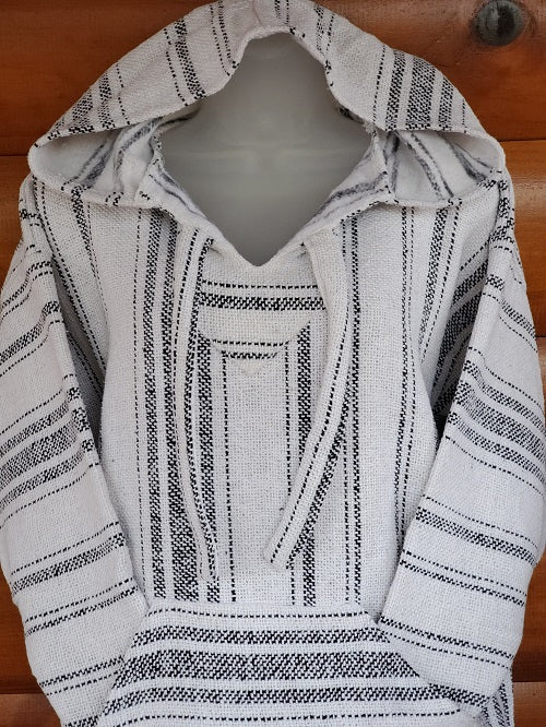 White and Black Baja Hoodie - Bonfire Baja Hoodies