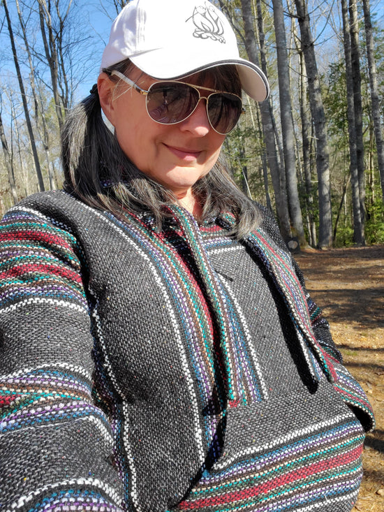 Grey Multi Baja Hoodie also known as a Hippie Hoodie, Drug Rug Hoodie, Mexican Sweater, Pullover Baja Hoodie, Zip Up Baja Hoodie, Baja Jacket, Rasta Hoodie - Bonfire Baja Hoodies
