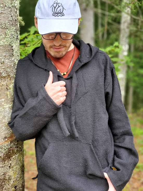 Solid Black Baja Hoodie also known as a Hippie Hoodie, Drug Rug Hoodie, Mexican Sweater, Pullover Baja Hoodie, Zip Up Baja Hoodie, Baja Jacket, Rasta Hoodie - Bonfire Baja Hoodies