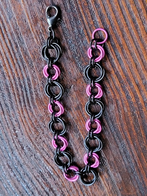 Roses Black Pink Chain Maille Bracelet - Bonfire Baja Hoodies