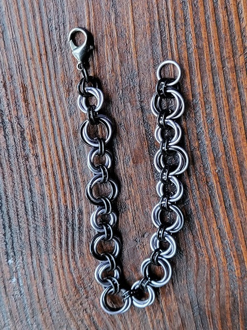 Roses Black Grey Chain Maille Bracelet - Bonfire Baja Hoodies
