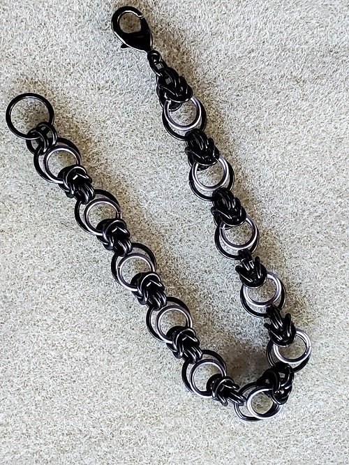 Eclipse Black Grey Chain Maille Bracelet - Bonfire Baja Hoodies