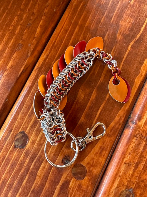 Baby Dragon Orange and Red Chain Maille KeyChain - Bonfire Baja Hoodies