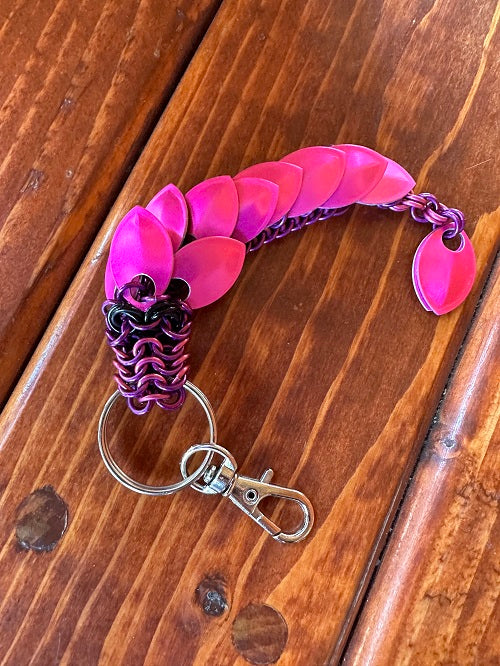 Baby Dragon Pink and Purple Chain Maille KeyChain - Bonfire Baja Hoodies