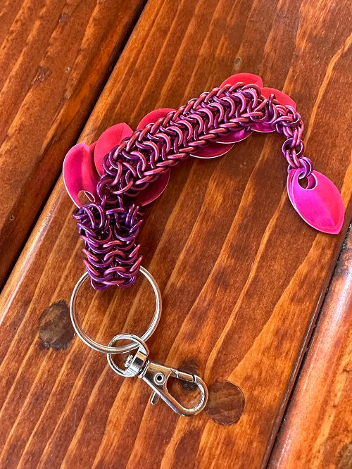 Baby Dragon Pink and Purple Chain Maille KeyChain - Bonfire Baja Hoodies