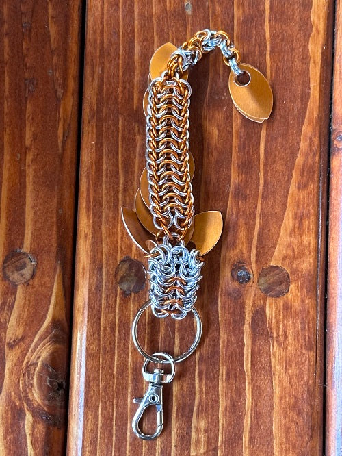 Baby Dragon Orange Chain Maille KeyChain - Bonfire Baja Hoodies