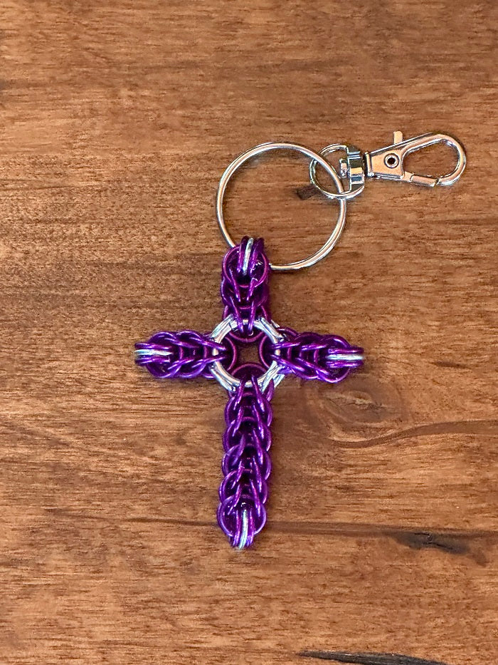 Persian Cross Purple Chain Maille KeyChain - Bonfire Baja Hoodies