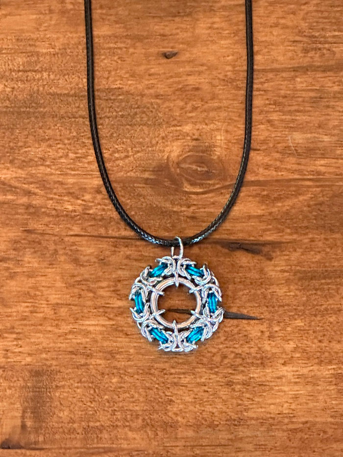 Byzantine Silver Turquoise Chain Maille Necklace - Bonfire Baja Hoodies