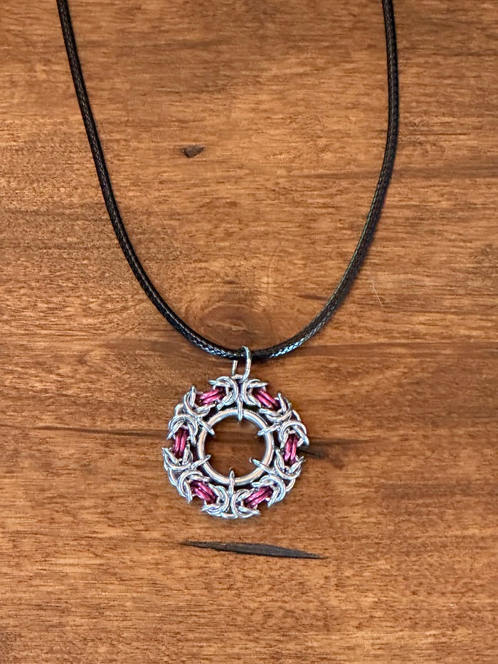 Byzantine Silver Pink Chain Maille Necklace - Bonfire Baja Hoodies