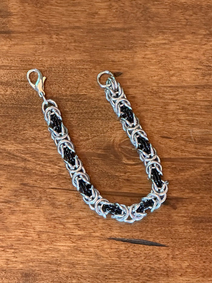 Byzantine Silver Black Chain Maille Bracelet - Bonfire Baja Hoodies