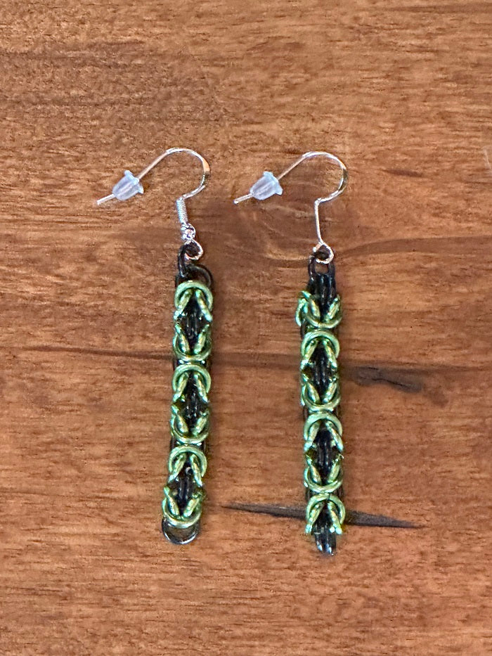 Byzantine Lime Black Chain Maille Earrings - Bonfire Baja Hoodies