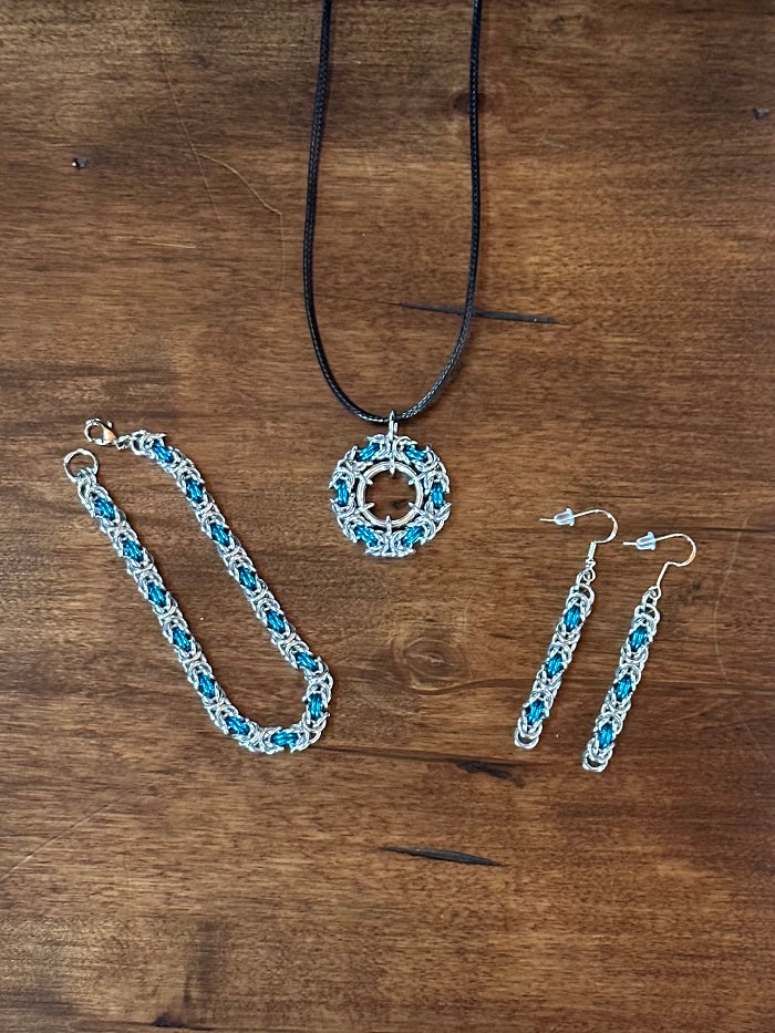 Byzantine Turquoise Chain Maille Set - Bonfire Baja Hoodies