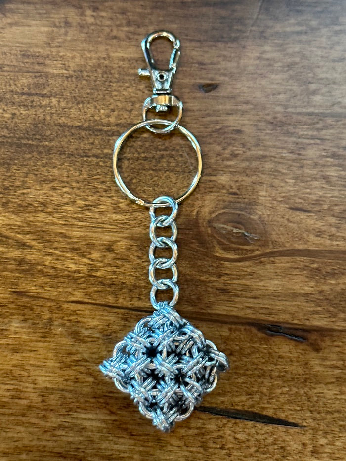 Cubix Cube Silver Chain Maille KeyChain - Bonfire Baja Hoodies