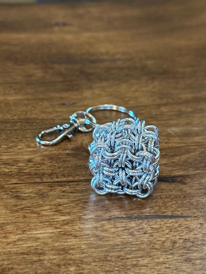 Cubix Cube Silver Chain Maille KeyChain - Bonfire Baja Hoodies