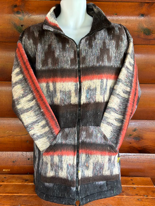 Black Beige Red Fleece Aztec Jacket - Bonfire Baja Hoodies