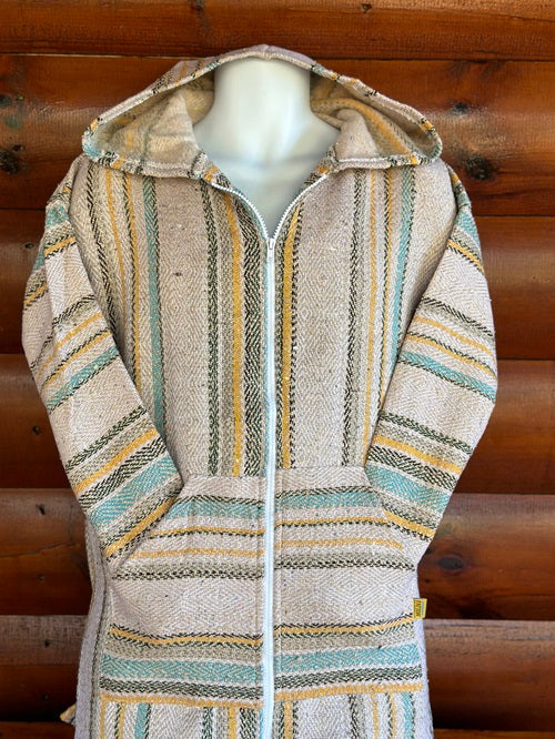 Dark Tan Yellow Blue Green Multi Baja Hoodie - Bonfire Baja Hoodies