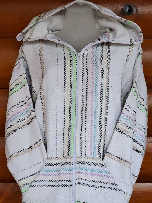 White Blue Lime Green Multi Baja Hoodie - Bonfire Baja Hoodies