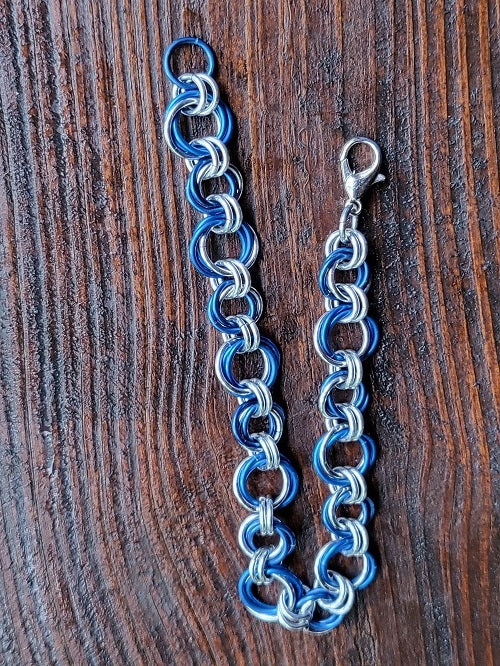 Roses Blue and Silver Chain Maille Bracelet - Bonfire Baja Hoodies