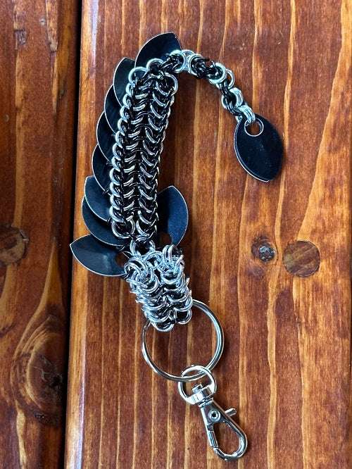 Baby Dragon Black and Silver Chain Maille KeyChain back - Bonfire Baja Hoodies