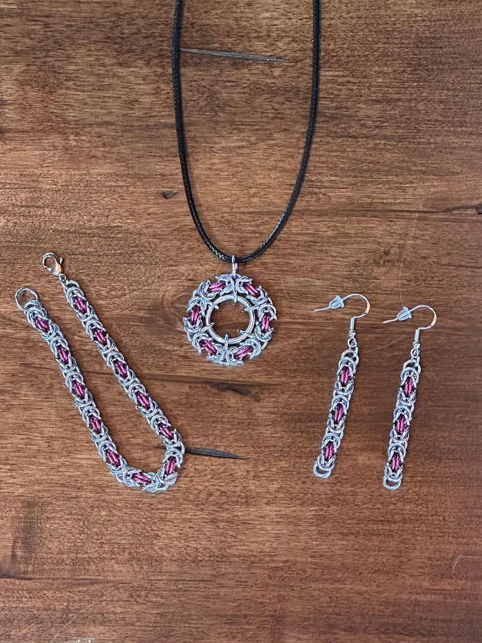 Byzantine Pink Chain Maille Set - Bonfire Baja Hoodies