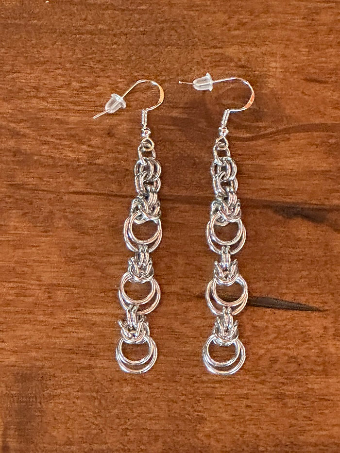 Eclipse Silver Chain Maille Earrings - Bonfire Baja Hoodies