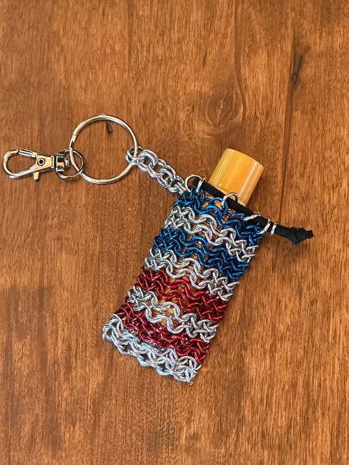 Lip Balm Pouch Red White Blue Chain Maille KeyChain - Bonfire Baja Hoodies