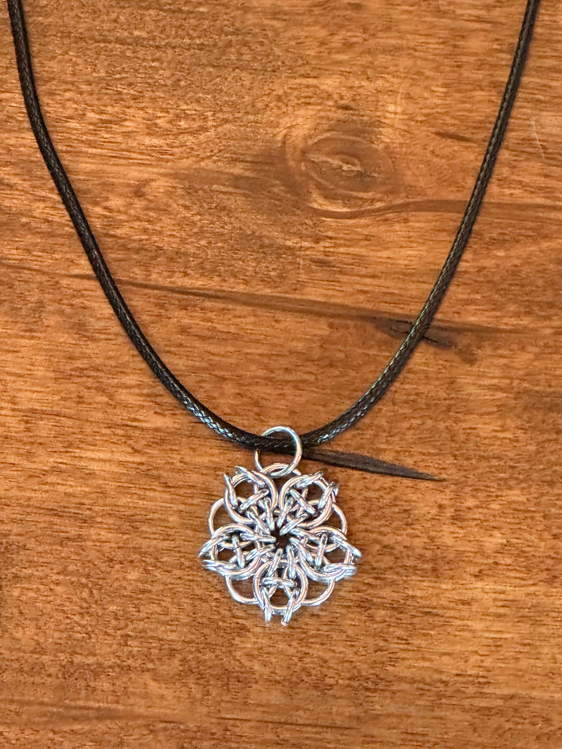Celtic Rose Silver Chain Maille Necklace - Bonfire Baja Hoodies