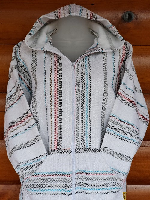 White Blue Red Multi Baja Hoodie - Bonfire Baja Hoodies