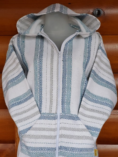 White Blue Green Multi Baja Hoodie