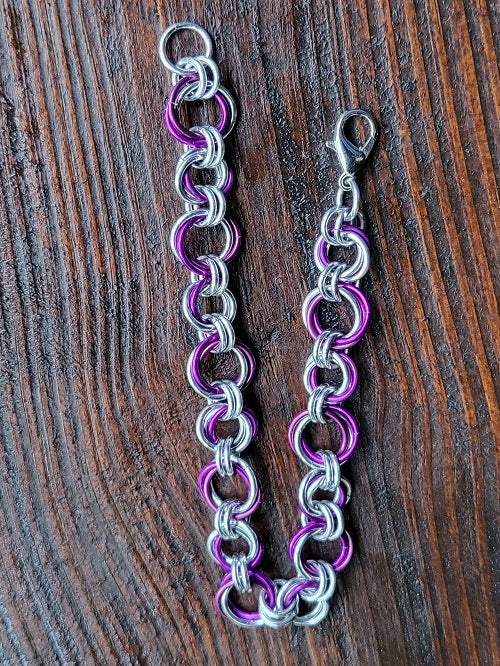 Roses Purple Silver Chain Maille Bracelet - Bonfire Baja Hoodies