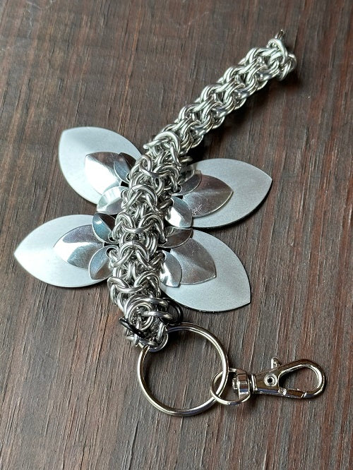 DragonFly Silver Chain Maille KeyChain - Bonfire Baja Hoodies