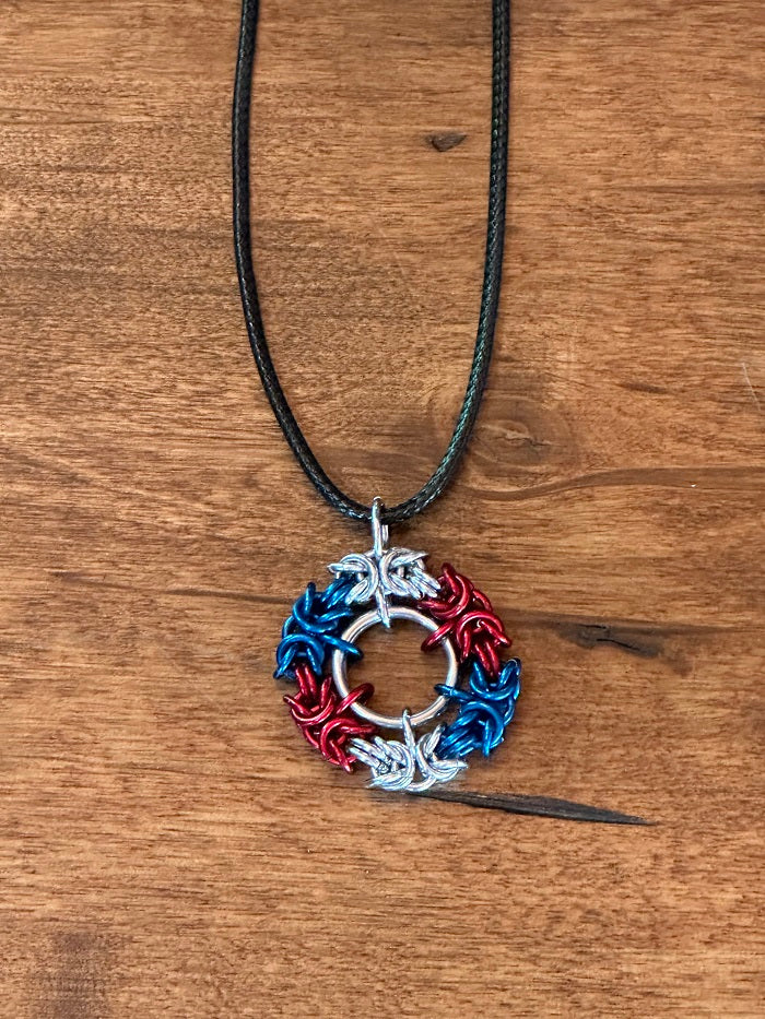 Byzantine Red Silver Blue Chain Maille Necklace - Bonfire Baja Hoodies