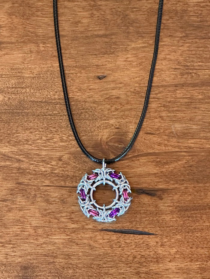 Byzantine Silver Purple Pink Chain Maille Necklace - Bonfire Baja Hoodies