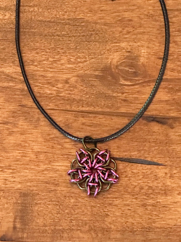 Celtic Rose Pink Olive Chain Maille Necklace - Bonfire Baja Hoodies
