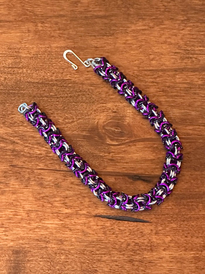Turkish Purple Silver Black Chain Maille Bracelet - Bonfire Baja Hoodies
