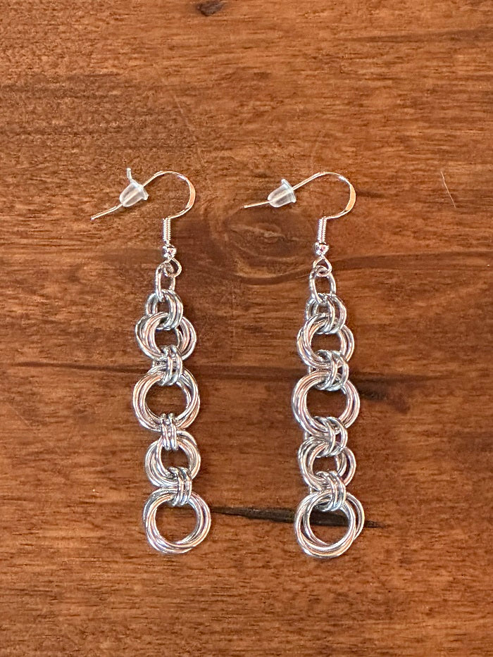 Roses Silver Chain Maille Earrings - Bonfire Baja Hoodies