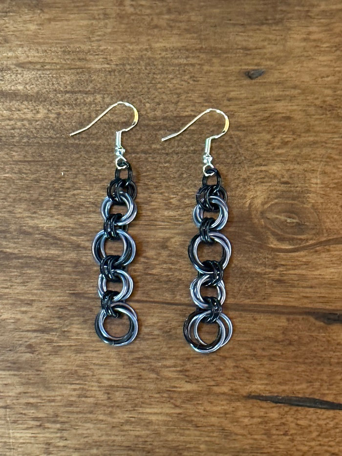 Roses Black Grey Chain Maille Earrings - Bonfire Baja Hoodies