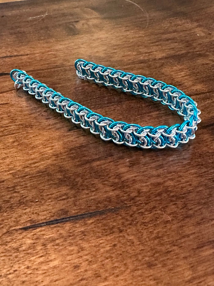Garter Belt Turquoise Silver Chain Maille Bracelet - Bonfire Baja Hoodies