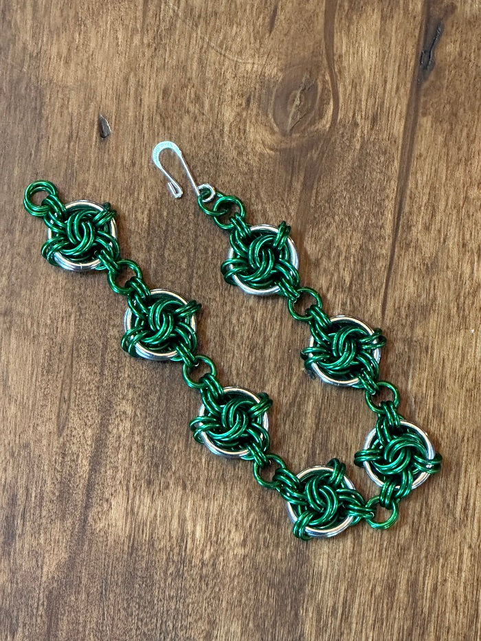 Infinity Knot Green Chain Maille Bracelet - Bonfire Baja Hoodies