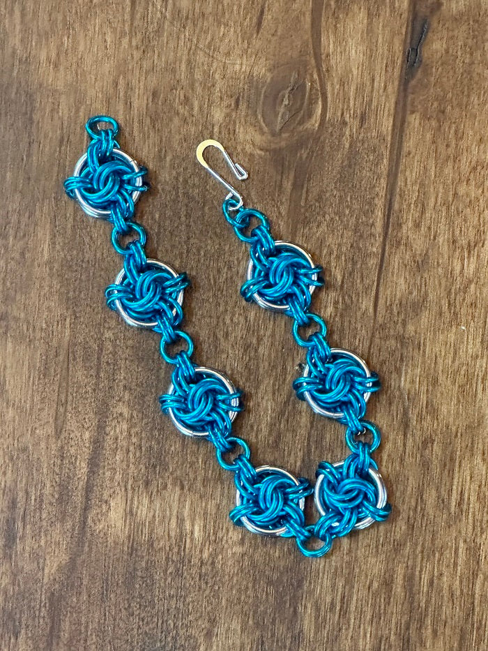 Infinity Knot Turquoise Chain Maille Bracelet - Bonfire Baja Hoodies