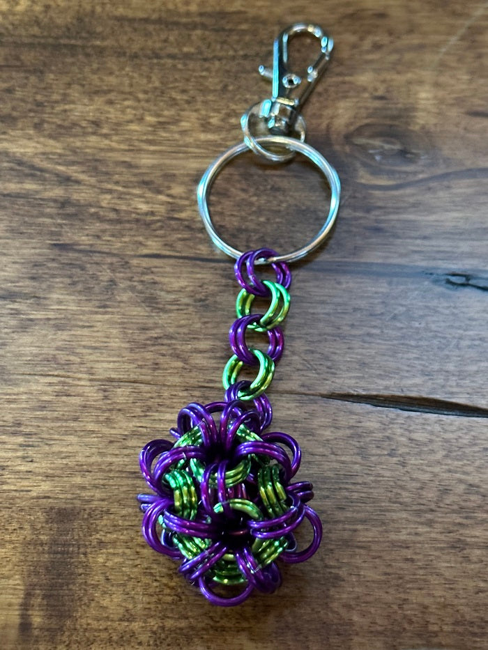 Ball N Chain Purple and Lime Chain Maille KeyChain - Bonfire Baja Hoodies