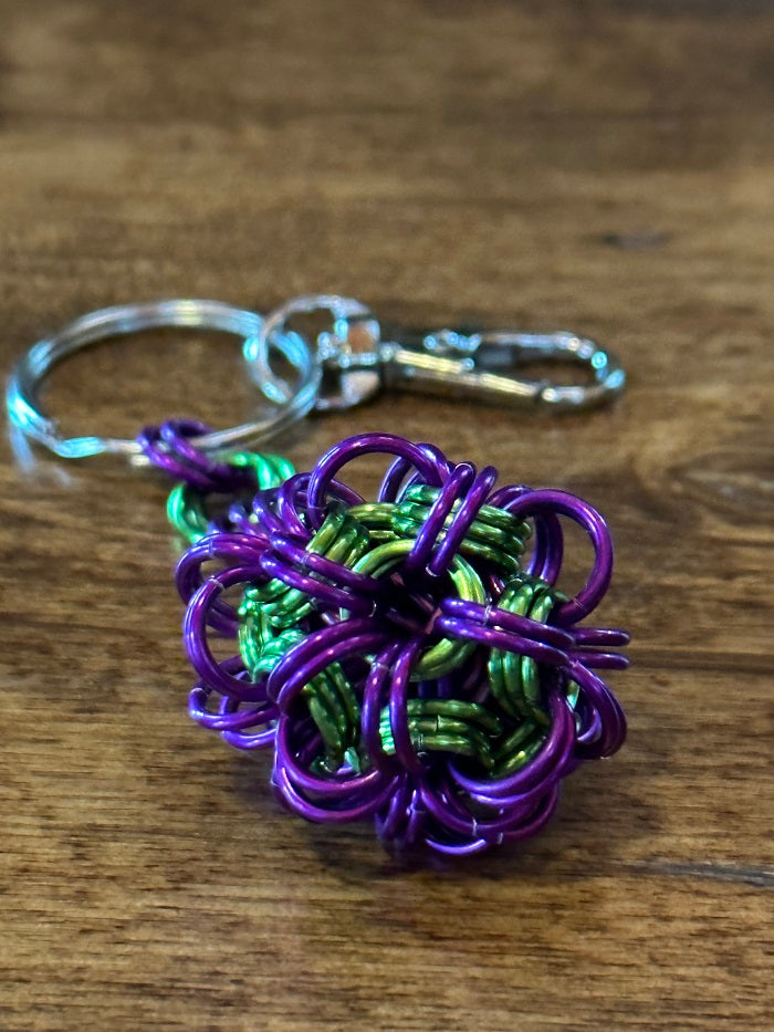 Ball N Chain Purple and Lime Chain Maille KeyChain - Bonfire Baja Hoodies