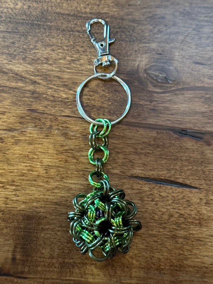 Ball N Chain Olive and Lime Chain Maille KeyChain - Bonfire Baja Hoodies