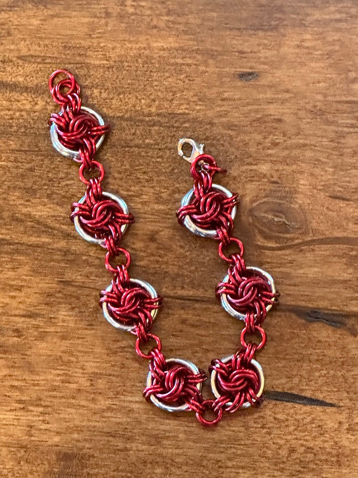Infinity Knot Red Chain Maille Bracelet - Bonfire Baja Hoodies