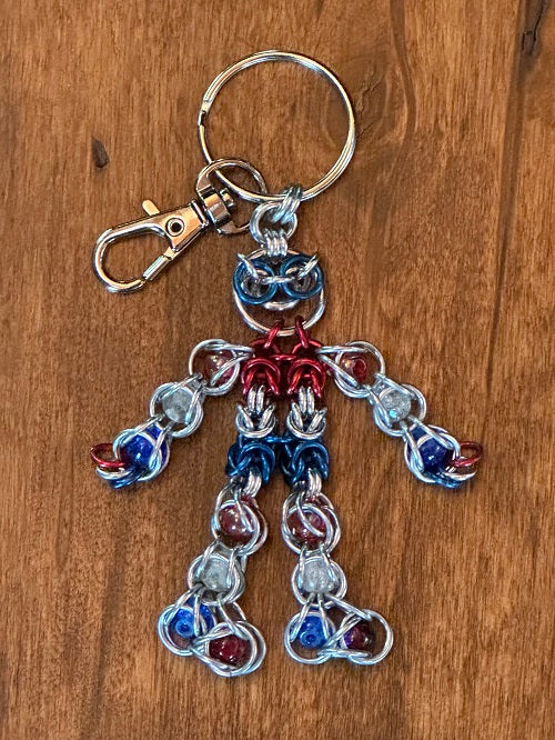 The Dude Red White Blue Chain Maille KeyChain - Bonfire Baja Hoodies