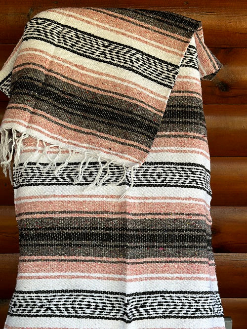 Pink Grey Black Classic Mexican Blanket - Bonfire Baja Hoodies