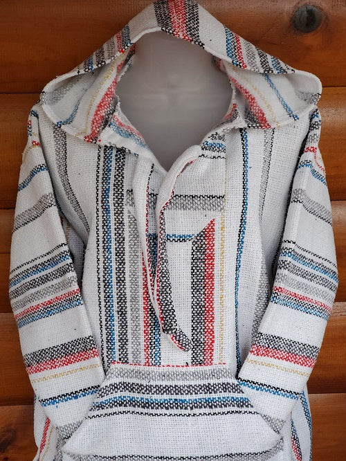 White Red and Blue Multi Baja Hoodie - Bonfire Baja Hoodies