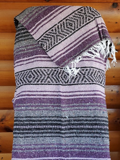 Purple Black Grey Classic Mexican Blanket - Bonfire Baja Hoodies