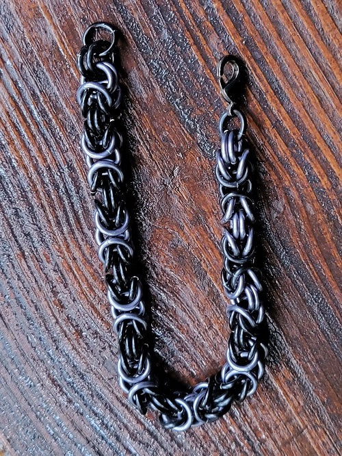 Byzantine Black and Grey Chain Maille Bracelet - Bonfire Baja Hoodies