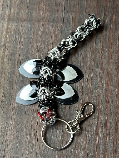 DragonFly Black and Silver Chain Maille KeyChain - Bonfire Baja Hoodies